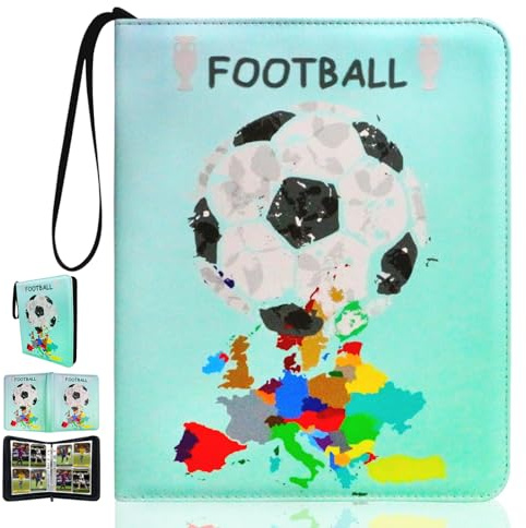 Kortsamlaralbum, 4 fickor, 50 sidor, kapacitet för 400 kort, album för samlarkort, tränare samlarkortalbum, för förvaring av samlarkort, brädspelkort. (Fotboll-M)