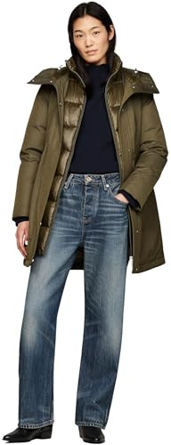 Tommy Hilfiger Donna Parka Nylon Mix Padded Parka Imbottito, Multicolore (Army Green), XXS
