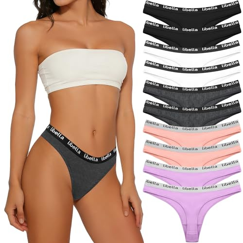 Desanlapi 10 Pezzi Donna Perizoma Tanga in Cotton Mutande Stretch Thongs Elastici Intimo Mutandine Femminile Semplice e Confortevole Colori Varie UN2 S