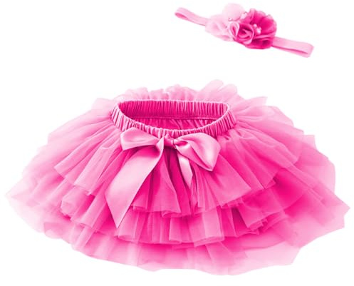 Beganly Jupe en tulle douce et moelleuse pour bébé fille avec housse de couche - Princesse - Ensemble tutu de fête avec bandeau à fleurs