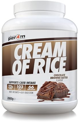 Per4m Protein Cream of Rice | Easy-to-Digest Complex Carbohydrate | Gluten-Free, Plant-Based Smooth Rice Porridge | Ideal Pre Post-Workout (2kg, Chocolate Brownie Batter)