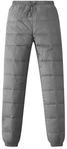 Gihuo Snow Pants Womens Winter Windproof Down Pants Warm Outdoor Ski Pants Padded Loose Ultralight Warm Trousers(Darkgrey-M)