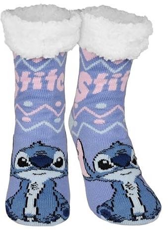 United Labels Disney Lilo & Stitch Ladies Purple Fluffy Stopper Socks Winter Warm Slipper Socks, purple, 39-42
