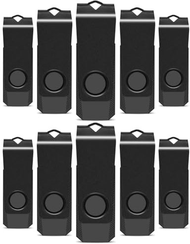 TEWENE - Memoria USB de 16 GB, 10 unidades flash USB 2.0, multicolor llave USB 16 GB, mini memoria USB para almacenamiento y copia de seguridad de datos (10 negro)
