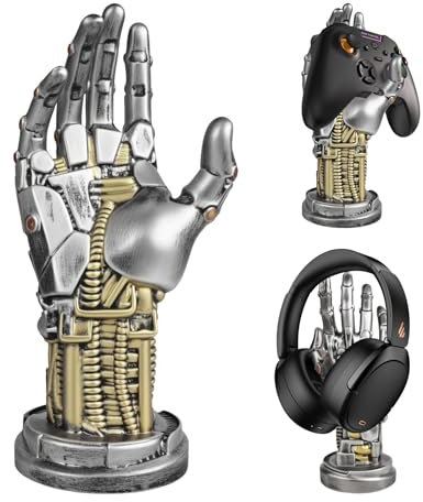bssmmai Cyberpunk - Soporte para auriculares para videojuegos y controlador, diseño futurista de resina en imitación de metal, accesorio para gamer para organización de escritorio