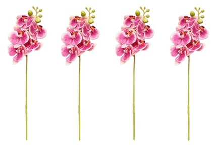 DODXIAOBEUL 4-st konstgjorda blommor verklig touch Latex Phalaenopsis 45 cm konstgjord orkidé stjälk buketter för bröllop fest hem trädgårdsdekoration (ljuslila)