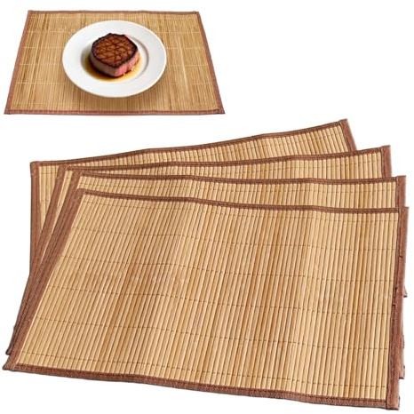SZSMW 4 ManteleríA de Bambú - Mantel Individual - Individuales para Mesa - Adecuado para Reuniones Familiares Y Fiestas NavideñAs, Es una Alternativa Ideal A Los Manteles Comunes