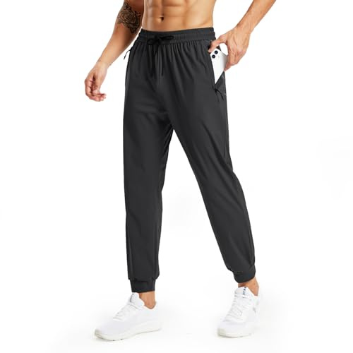 Rane Sports Men's Lightweight Athletic Pants Breathable and Stretchy Jogging Pants Suitable for Fitness Running and Casual wear Black L