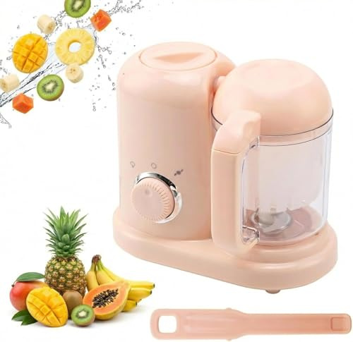 Baby Food Maker Baby Food Processor Chopper Steamer Blender Puree Maker Grinder Mills with Auto Cooking & Grinding, One Step,BPA-Free, Self Cleaning Operation (Pink)