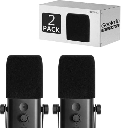Geekria para Creadores: Filtro antiviento de Espuma, Compatible con micrófono Fifine AmpliGame AM8, Funda antipop de Espuma, Filtro de Esponja, Protector de Viento para micrófono (Negro, Pack de