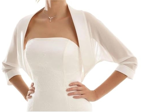 EWUHYFP Châle de mariée en Mousseline et Satin, Accessoire Mariage, châle pour sublimer Votre Tenue(White,L)