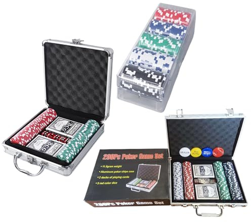 Set di fiches da poker Texas Hold'em - Fiches da poker in ABS PP, set di giochi di carte con custodia in alluminio, accessorio per club di blackjack | Home Pokers Night Intrattenimento Scatola