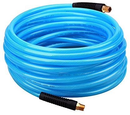 WYNNsky Reinforced Polyurethane (PU) Air Hose, 50 Feet x 1/4 Inch, 300 PSI, PU Air Compressor Hose With 1/4 MNPT Brass Endings