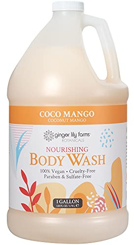 Ginger Lily Farms Botanicals Body Wash, 100% Vegan & Cruelty-Free, Coconut Mango Cent, 128.0 ml