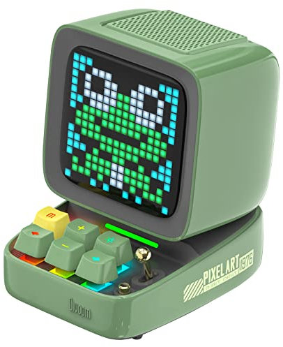 Divoom Ditoo Bluetooth-högtalare med LED-display, väckarklocka och 10 watt ljud för sovrum, gör-det-själv, födelsedag (grön)