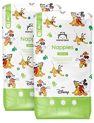 Amazon-Marke: Mama Bear Disney Ultra Dry Windeln Größe 4 (8-14 kg) - MONATSBOX, Weiß, 168 Stück (2 Packungen mit 84)