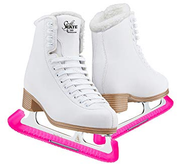 Jackson Classic 380 Womens/Girls Figure Ice Skates, Medium Width, Fleece Womens Size 8 with Skate Guard