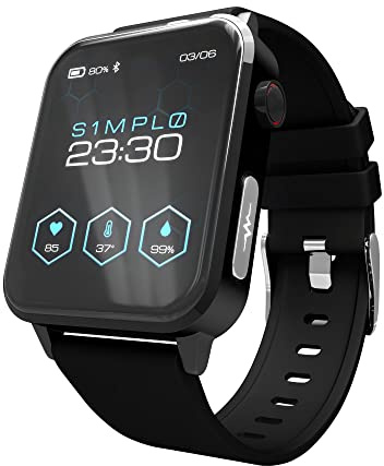 Simplo, Smartwatch för kvinnor och män, hälso- och träningsövervakning, bärbar EKG kombinerat med PPG – mättnadskniv, premium-SIMPLO utan kostnad för ett år, hälsoövervakning