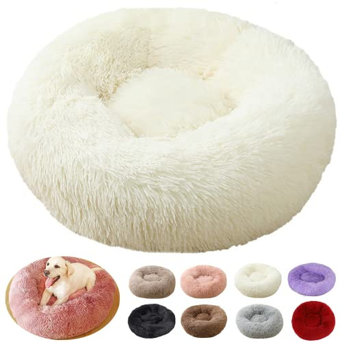 Coussin Chien Anti Stress XXL, Tapis pour Chien Grande Taille, Lit pour Chien XXL, Puppy Love Panier Anti Stress, Panier Chien Orthopedique Moyen Taille (60cm, Blanc)