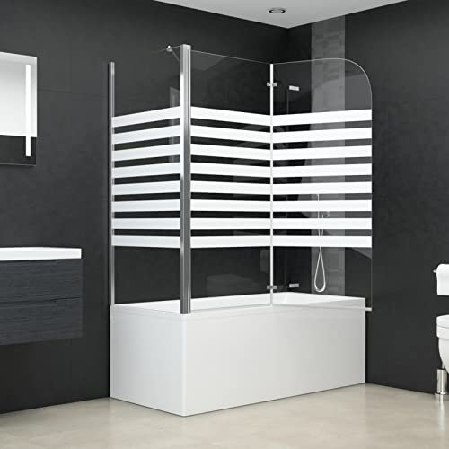 Keketa Paroi de douche pour baignoire - Paroi pliante - 120 x 68 x 130 cm - En verre trempé - Rayures