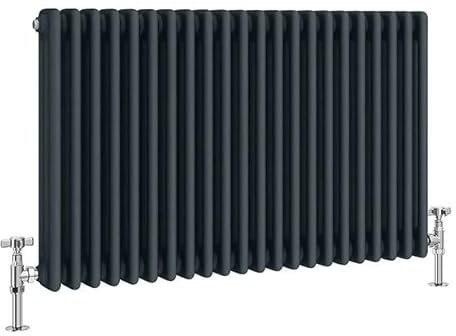 Manissa 3 Column Anthracite Traditional 600h x 1200w Column Radiator Old Cast Iron Type School Radiator