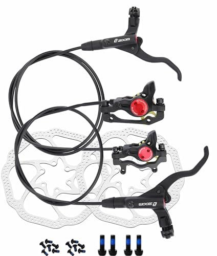 FAMEX RIDE Zoom Hydraulic HB-875 Disc Brakes Mountain Bike Sets MTB Front & Rear Set with Floating Disc Rotor 160mm & Color Bolts (Black)