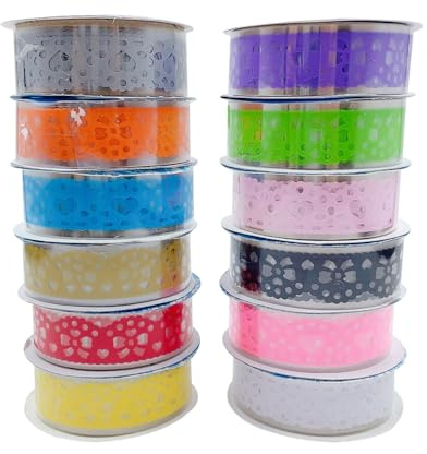 ONEBO 12 Rouleaux Creuse Dentelle Diary Papeterie Autocollant Ruban,Multicolor creux Washi dentelle auto-adhésif,pour Arts, DIY Crafts, Planners, Scrapbooking(100 * 1.5 cm)