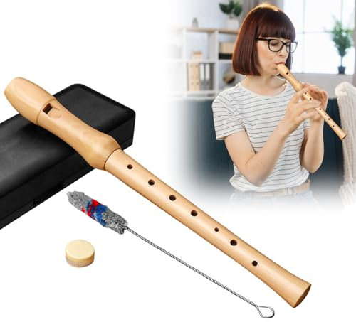 Nizirioo Blockflöte aus Holz: Sopran-Blockflöte, Holzblockflöte Blockflöte Deutsche Griffweise mit Reinigungsset, Ahorn Blockflöte für Schüler und Anfänger (Deutscher Stil - 8 Löcher)