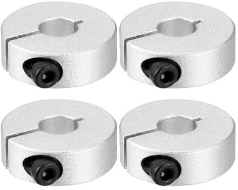 PATIKIL Delade justeringsringar 12 mm hål 30 mm OD 10 mm tjocklek, 4-pack aluminiumlegering djupstoppningsringar klämma med gängstift för maskintillverkning, silver