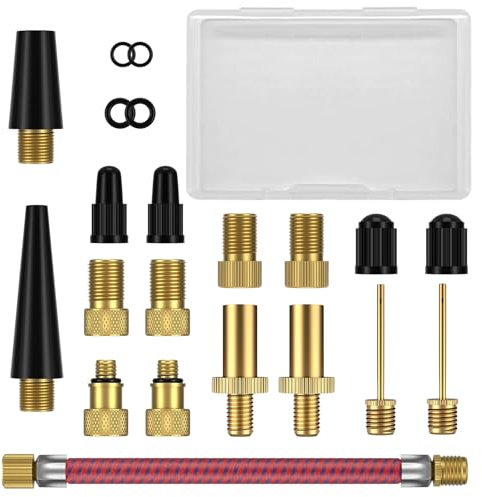 YOURKAY 21 Stück Fahrradventil Adapter Set, Autoventil Adapter und Französisches Ventil Adapter,FranzöSisches Ventil Adapter,mit Dichtring,für Kompressor Fahrradpumpe
