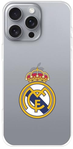Real Madrid Funda Funda para iPhone 16 Pro Max, Silicona Transparente Con Licencia Oficial - Arma de Madrid Diseño