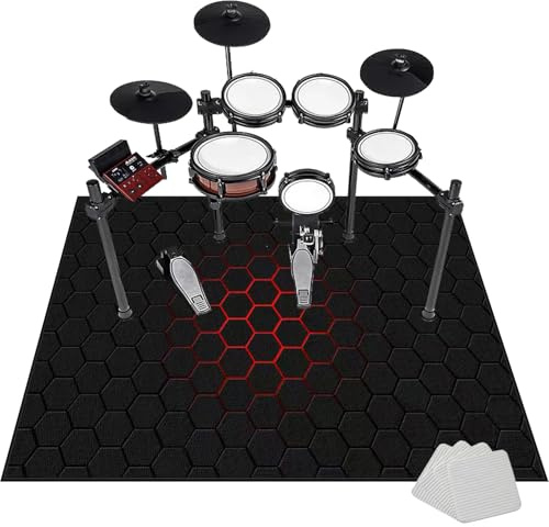 Alfombra de Tambor Insonorizada, Alfombras Acusticas, 110 x 80 cm Alfombra para Bateria Electronica, Alfombrillas Antivibracion Bateria, Alfombras Rectangulares Antideslizantes para Bombo Caja