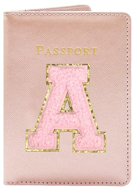 JEKUGOT Passport Cover, Personalized Passport Holder, PU Leather Passport Holder Travel Wallet, Cute Passport Holder, Passport Case for Women, Holds Credit Cards, Boarding Passes (Pink A)