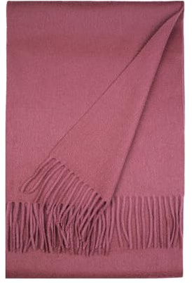SEECOSY 100% Pure Cashmere Scarf - Klassisk enfärgad varm mjuk scarf, present för kvinnor och män, Rouge, 71x12 tum
