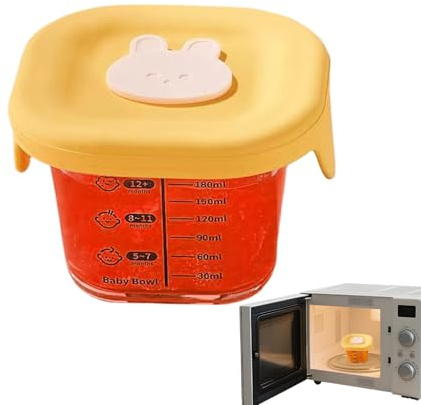 Contenedores de congelación de alimentos para bebés: recipientes de vidrio para bebés - tarros reutilizables Almacenamiento de alimentos para microondas, niños, hogar, escuela, viajes y cuidado