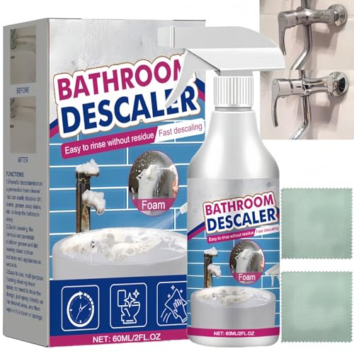 Bathroom Descaler Foam Spray,Powerful Limescale Remover Spray & Shower Cleaner,Multipurpose Bathroom Cleaner Spr/ay for Toilet,Glass,Sink,Tub,No Rinse Foam Cleaner,Fast & Effective Cleaning,Easy Use