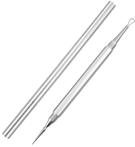 Strumento per Estrazione Punti Neri, Rimuovi Comedoni e Migliora la Pulizia del Viso con Questo Rimedio Portatile in Acciaio Inox per Acne e Milia (Argento)
