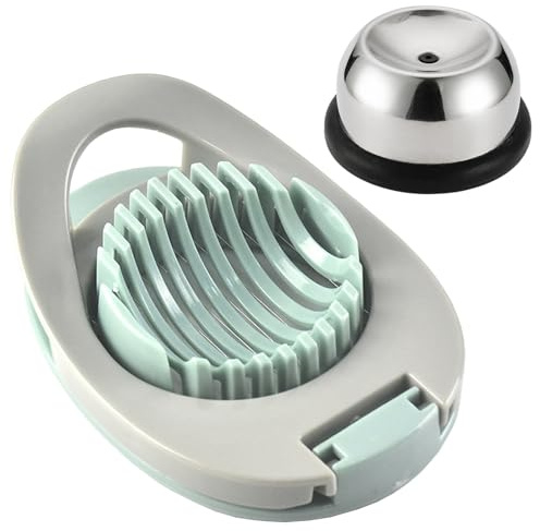 TenaLucy 1 Trancheuse Noire + 1 Trancheuse à Œufs gris-vert, Coupe-Œufs en Acier Inoxydable, Fils de Coupe en Acier Inoxydable à Tension Individuelle, Good Grips Coupe-Œuf dur pour Salades Sandwichs