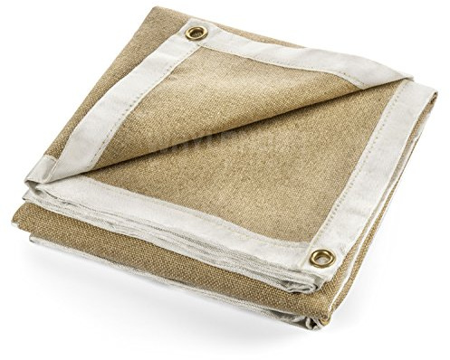 Waylander SVALINN Heavy-Duty Fireproof Welding Blanket – Flame Retardant Vermiculite-Treated Fiberglass Fabric with Kevlar and Grommets – Heat Resistant Mat for Welding, Fire Pits (6' x 4', YELLOW)