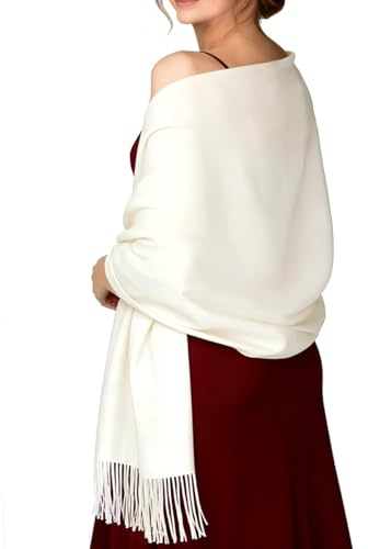 Ease Leap Cachemire Hiver Chaud Écharpe Pour Femmes Pashmina Châle Wrap Hommes Grandes Écharpes Douces pour Autum et Hiver 200cm x 70cm,78.7 x 27.6 Pouce,Blanc
