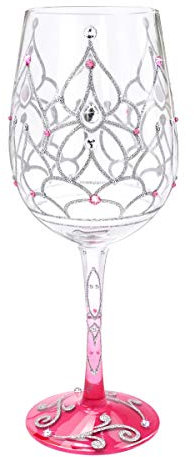 NymphFable Verre à Vin Peint à la Main Couronne de Princesse Verre à Vin Rouge 42cl Cadeau Anniversaire Mariage Saint Valentin