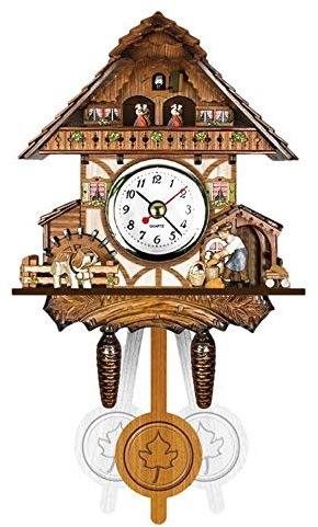 SUSHOP Relojes de Cuco Reloj de Madera con diseño de Cuco Antiguo de pájaro, Pared De Pajarera con Voces De Pájaros Naturales O Llamada De Cuco, 129×231×55MM,H