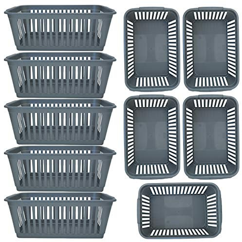 Plastic Handy Basket Storage Basket Great for Bathrooms,Bedroom and Kitchen-.30CM-(SILVER) (10)