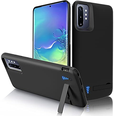 Gladgogo Akku Hülle für Samsung Galaxy Note 10+ Plus, [6000 mAh] Battery Case Akkuhülle Mit klappbarem Ständer,Wiederaufladbar Batterie Ladehülle Akku (6,8 Zoll)