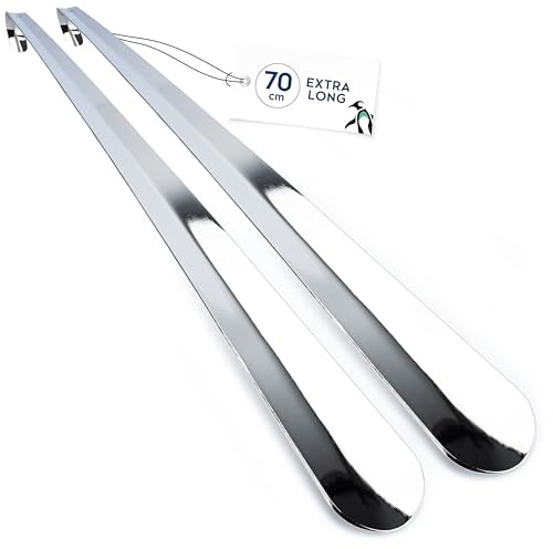 biped calzador de metal largo 70 cm – calzador de acero inoxidable con gancho para colgar – calzador extra resistente y elegante de metal de alta calidad z2792(2 unidad)