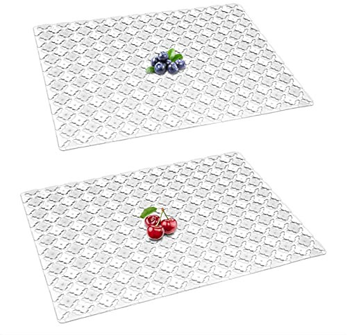 Top-spring Sink Mat, 2Pcs Kitchen Sink Protector Mat for Ceramic/Stainless Steel Sinks, Cut to Size Draining Mat 30 x 40cm (Clear)