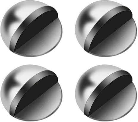 YUNYU 4Pcs Self-Adhesive Floor Door Stoppers,Oval Stainless Steel Door Stop,Floor Mounted Half Moon Doorstop,Wall Protector Polished Doorstop with Glues,Durable for Home Office Use, Silver