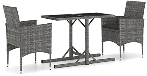 LAPOOH Trädgårdsmöbler Set 3 st Grå, Trädgård Matsalsset, Utomhus Matsal Möbelset, Matsal Möbelset för Trädgård-3072470