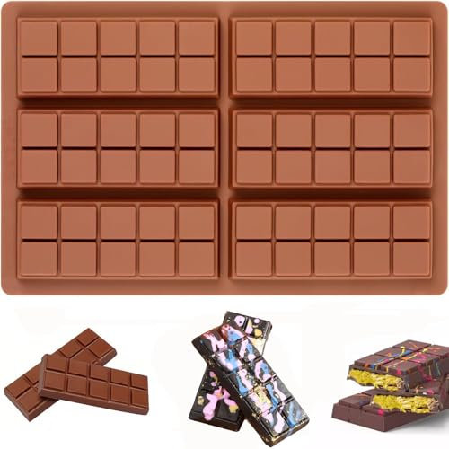 Schokoladenform,Silikonform Schokolade für Antihaftbeschichtung,Schokoladenform silikon BPA-frei,DIY Silikonform schokoladentafel mit 6 Tafeln,Schokolade Silikon Müsliriegel selber machen set(1)