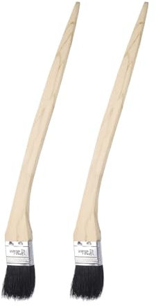 sourcing map 2pcs Bent Radiator Paint Brush 1.5 Width Curved Wall Paint Soft Bristle Brushes with Long Wood Handle for Painting DIY Wall Treatment
